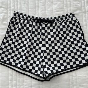 Women’s Black and White Checkered Athletic Shorts